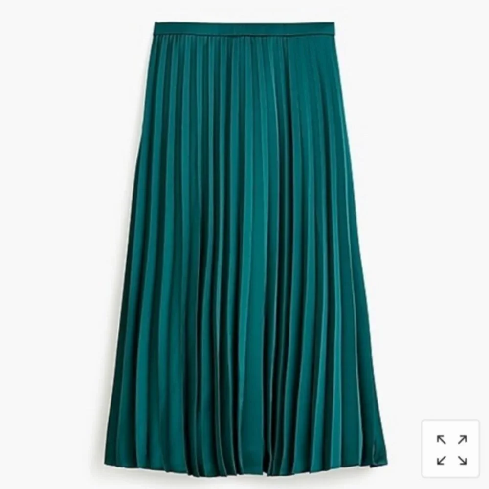 J.Crew Pleated midi skirt-AC473-ACADEMIC GREEN-NWT - Picture 2 of 3